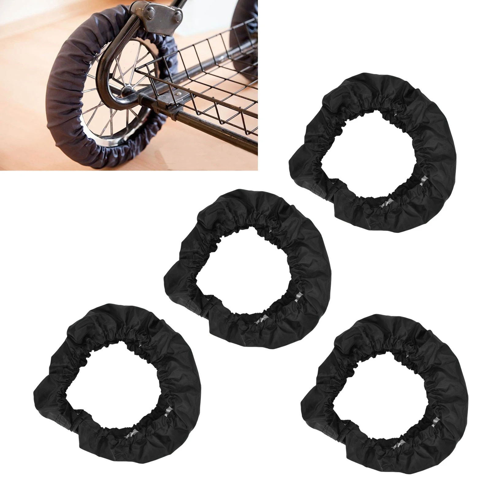 

4Pcs Baby Stroller Wheel Cover Black Dustproof Wheelchair Protector Covers Stroller Accessories