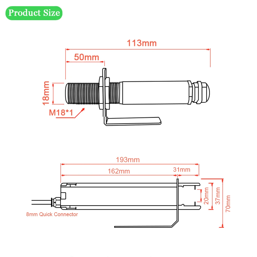 Industrial Non-contact Online Infrared Thermal Detector Probe High Temperature Infrared Temperature Sensor Transmitter 4-20mA