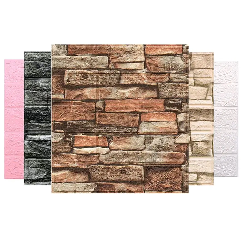 Waterproof 3D Imitation Brick Wall Stickers Peel and Stick Retro Decorative Stickers Oil Proof 35*38.5CM