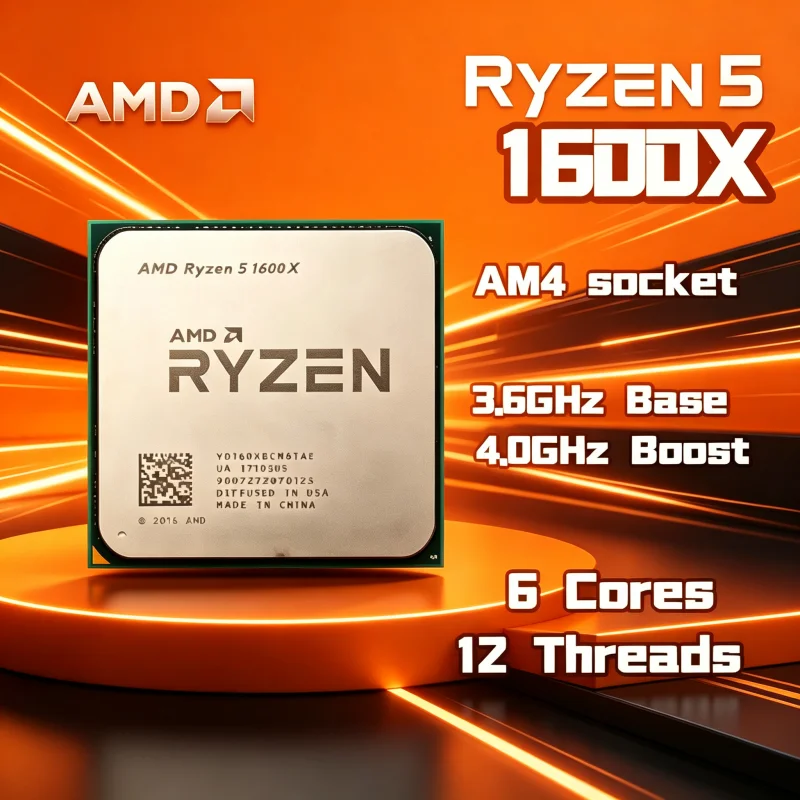 

AMD R5 1600X 6 Core 12 Thread 3.6GHz 95W 16MB L3 Socket AM4 CPU Ryzen 5 1600X Desktop Pro Max Gaming High Speed