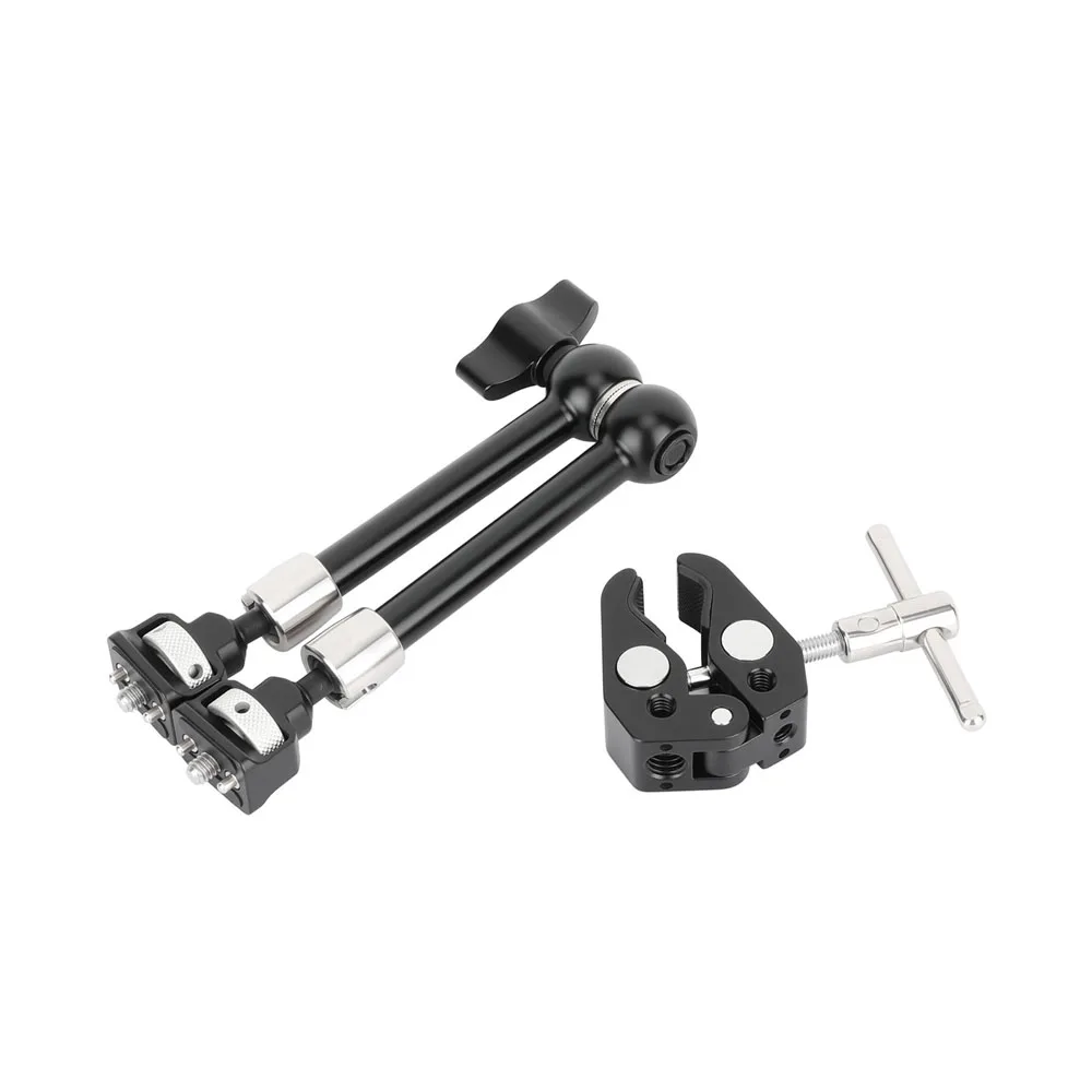 แขนจับกล้อง CAMVATE ขนาด 11 นิ้ว แบบปรับได้ + ตัวหนีบ Super Clamp พร้อมสกรูป้องกันการบิดขนาด 1/4-20 สำหรับแฟลช/ไฟ LED/ไมโครโฟน