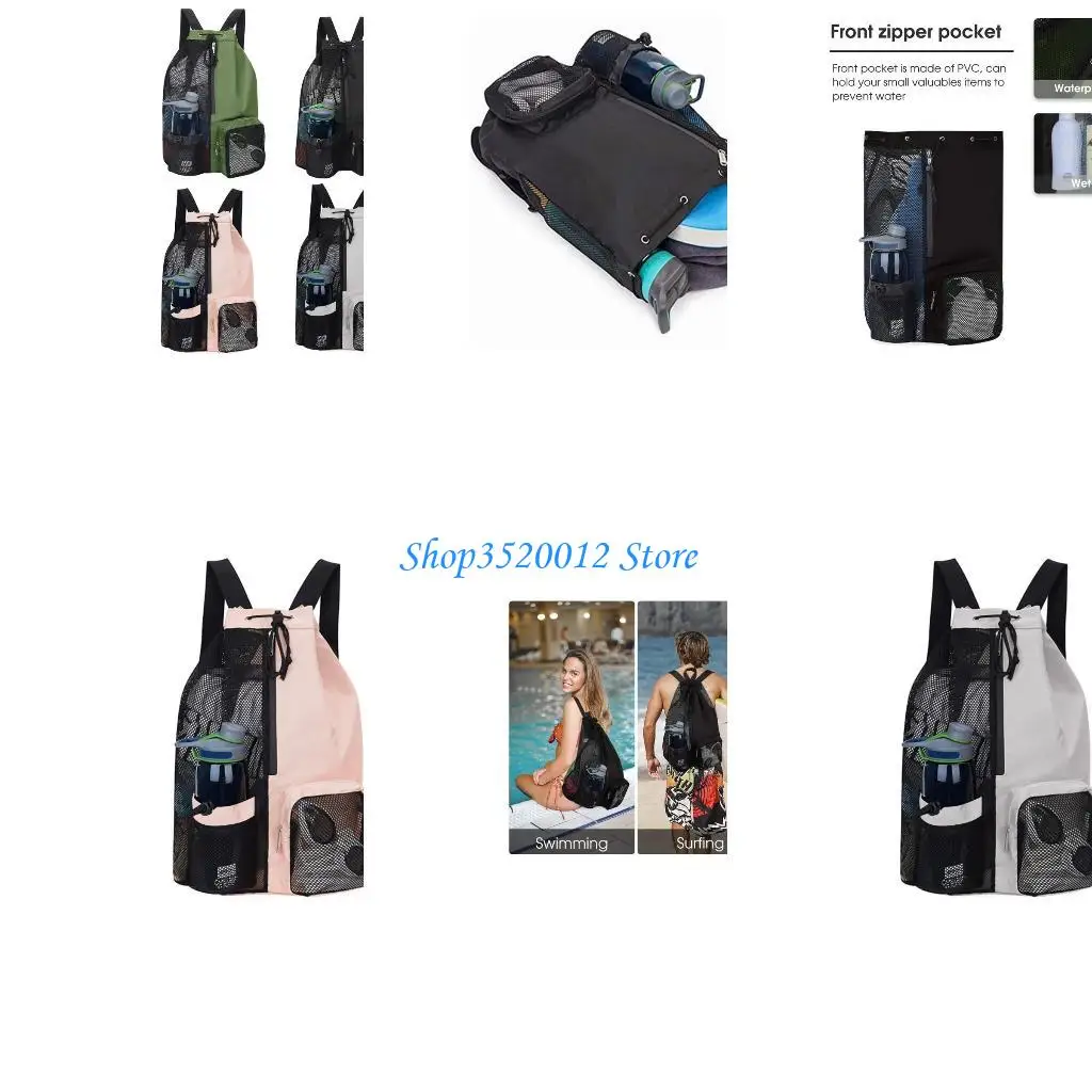 

27RD Swim Bag Mesh Drawstring Backpack with Wet Pocket Suitable for Swimming, Gym, and Workout Gear, Sports, Holidays, School