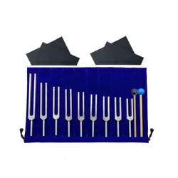 9 Silver Tuning Forks for Healing Chakras, Sound Therapy, Maintaining Perfect Harmony of Body, Mind and Spirit