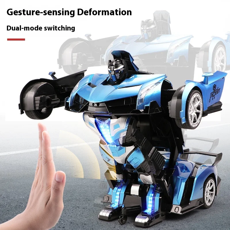 รถบังคับวิทยุแปลงร่างได้ ควบคุมด้วยเสียงและท่าทาง ของเล่นรถแข่งไฟฟ้าสำหรับเด็กผู้ชาย