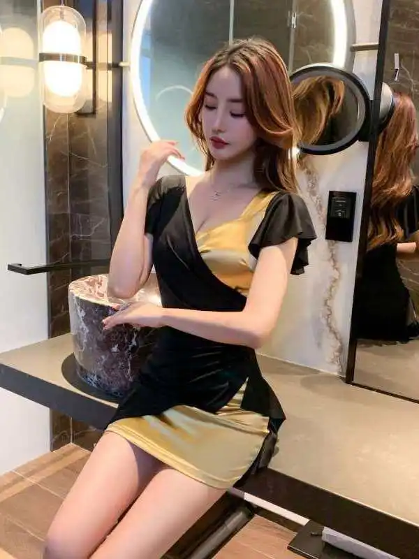 

New Sweet And Spicy Sle Slimfit Slimming Pure Desire Spic High Waist Linen Blend ort Sve Wrap Dr for Mature Women