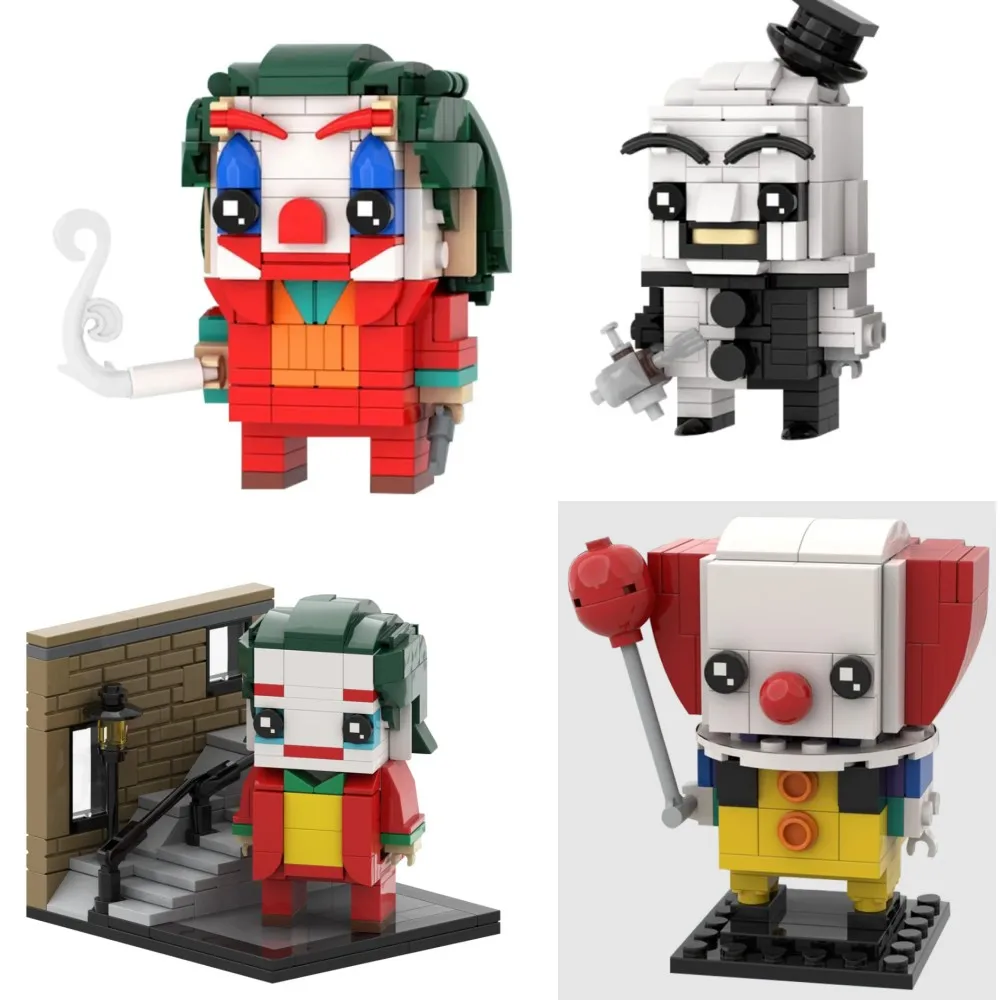 

MOC Films Fleck Brickheadzs Кукла Джокер Модель Строительные блоки Искусство Клоуны Ужас Фигурка Лестница Джокер Кирпичи Игрушка Подарок ребенку