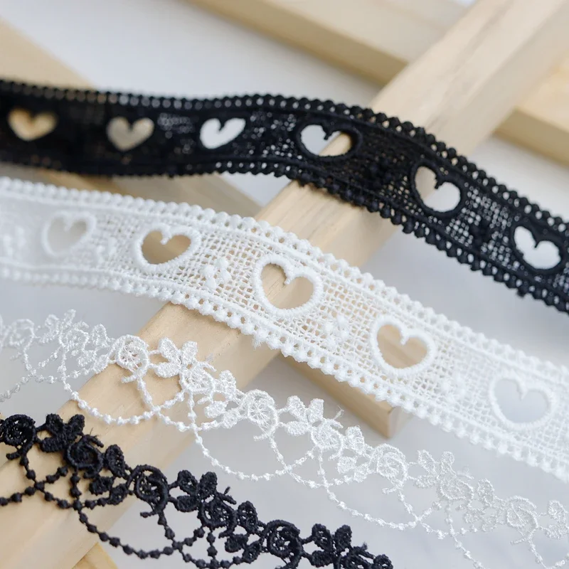 1 Yard White Black Mesh Embroidered Water Soluble Lace Trim for Fringe Trimmings Party Dress Patches Sewing Accessories Supplies