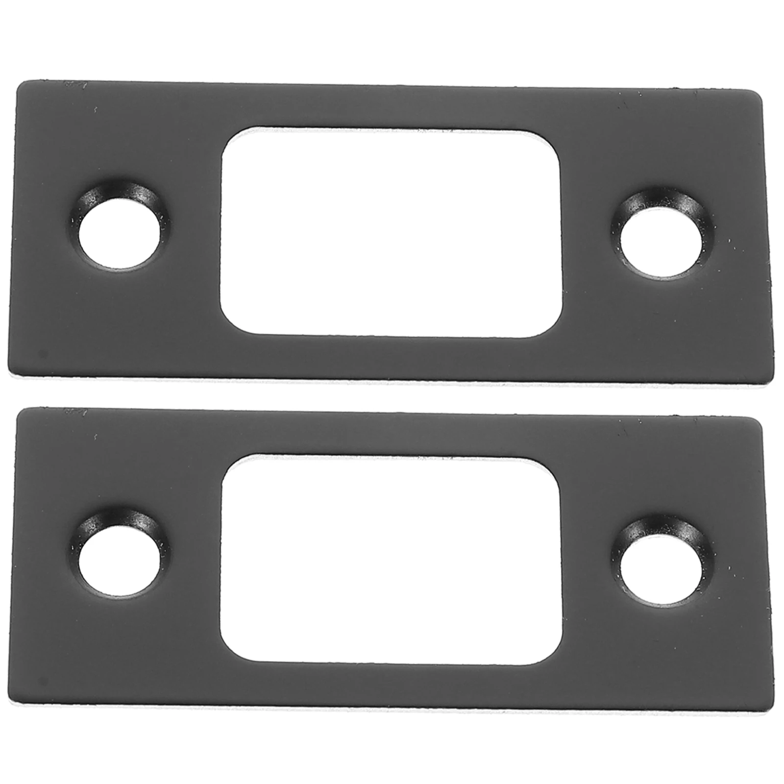 

2 Pcs Deadbolt Tongue Buckle Door Metal Plate Repair Front Reinforcement Edge Filler Black Cover