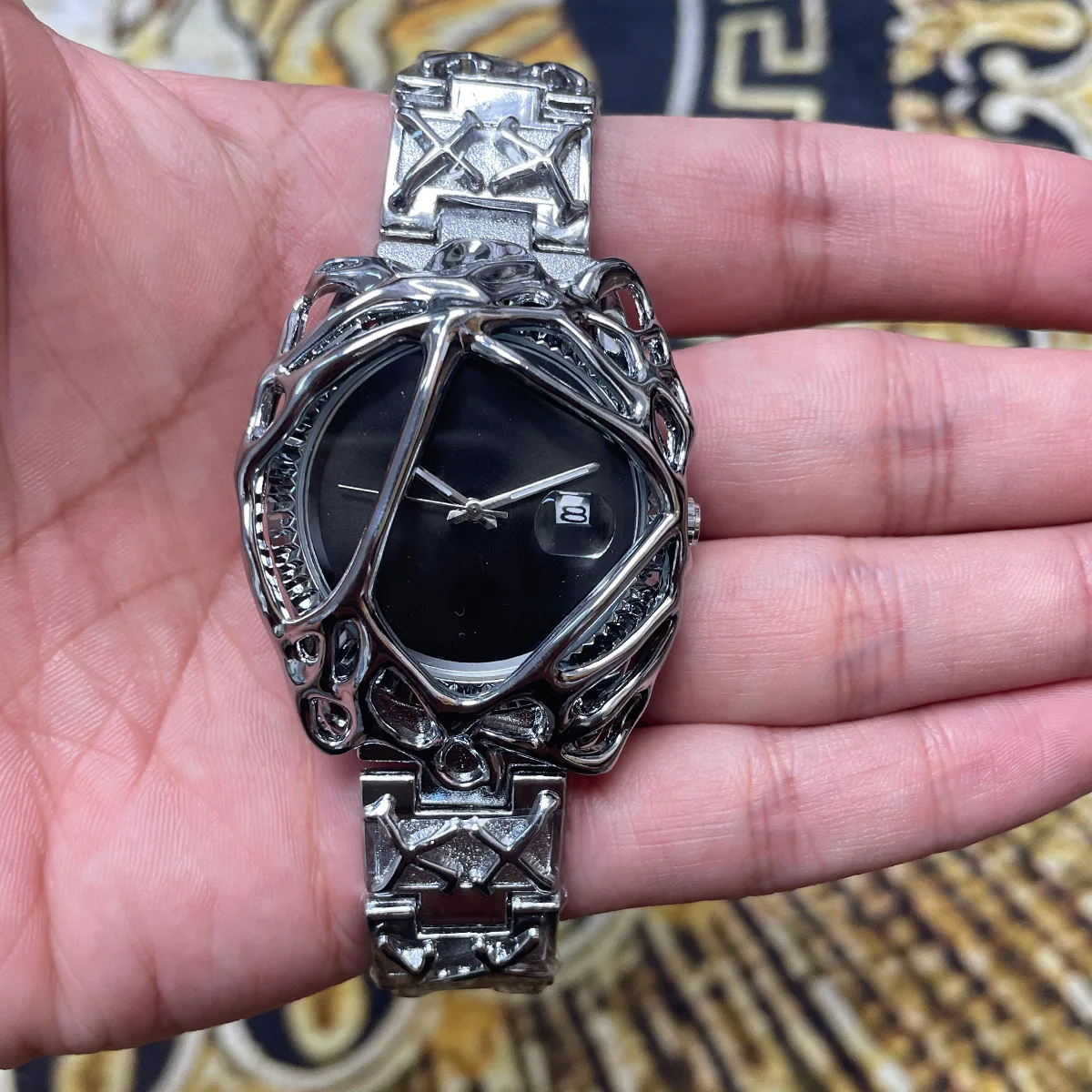 

Крутые часы Y2K для мужчин, часы Alien Spider Web Alabaster, водонепроницаемые кварцевые наручные часы, дата Relogio Masculino, Прямая доставка