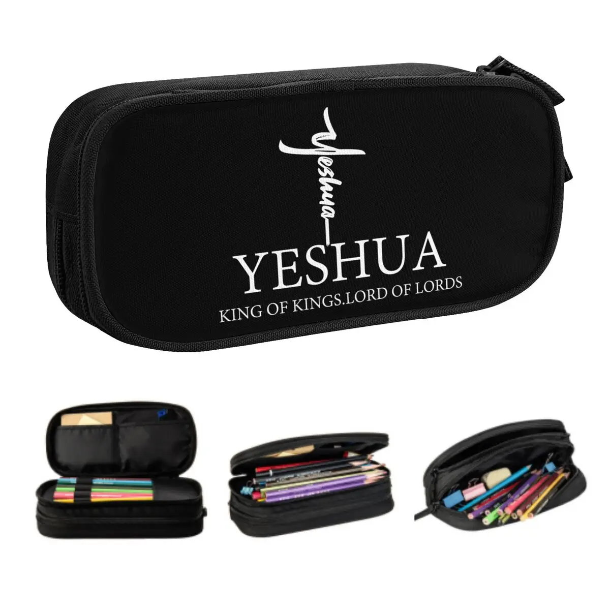 Custom Yeshua Jesus Christian Pencil Cases for Girl Boy Large Storage Religion Faith Pen Box Bag Stationery