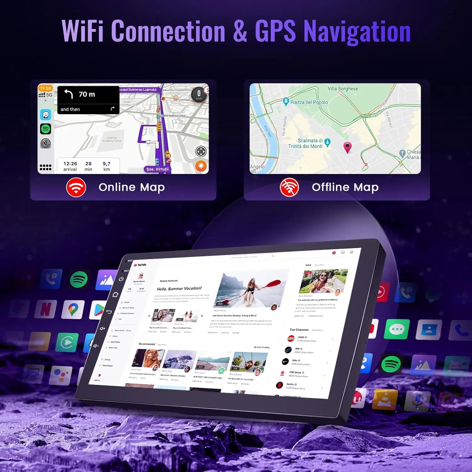 Автомобильный радиоприемник 5G WiFi 8Core 4G+64G для Honda Fit 2008-2013, 10-дюймовый сенсорный экран QLED с CarPlay, Android Auto, GPS, Bluetooth 5.1, Ba