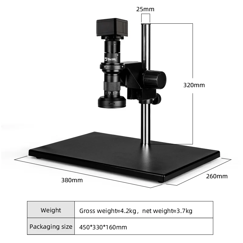 Murzander industrial microscope with 5 million pixel connected to a computer or for imaging. MSD413-500W