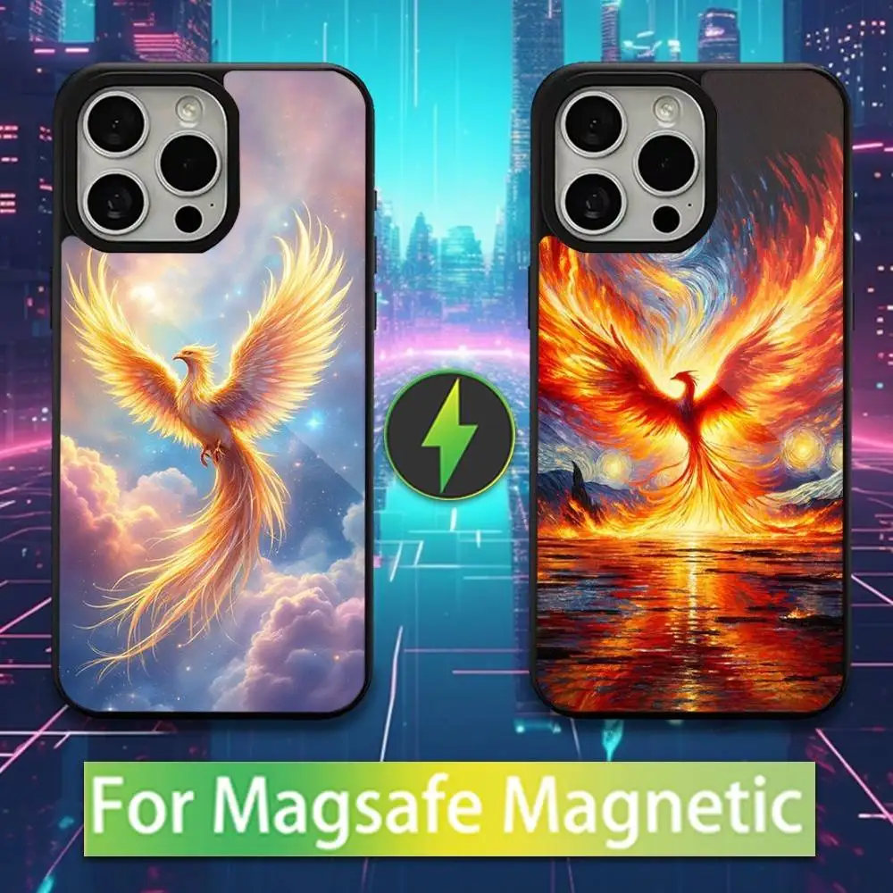 

Myth Art Phoenix Phone Case For iPhone 13,15,17,14,Pro,Max,Plus,12,11,16,Mini, For Magsafe,Magnetic Wireless Charging