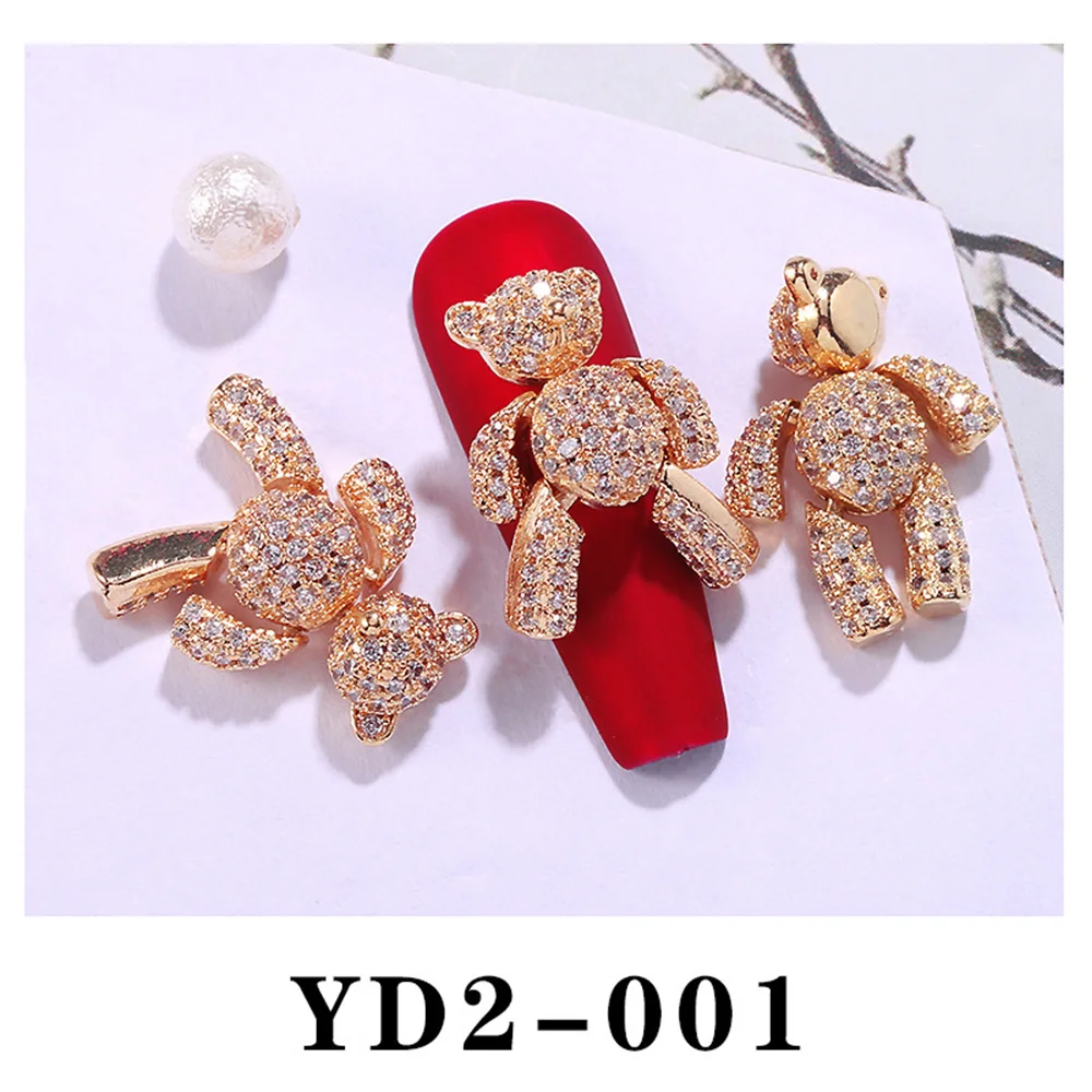 

DIY Rose Gold Crystal Shiny Zircons Charms 3D Nail Rhinestones Nail Art Decorations Bear Nail Jewelry Manicure