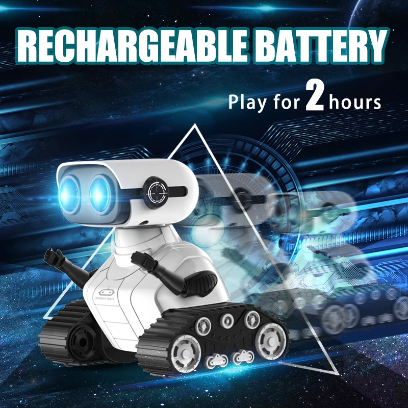 Ebo Robot Toys Rechargeable RC Robot For Kids Boys And Girls Remote Control Toy With Music And LED Eyes Gift For Children\'s