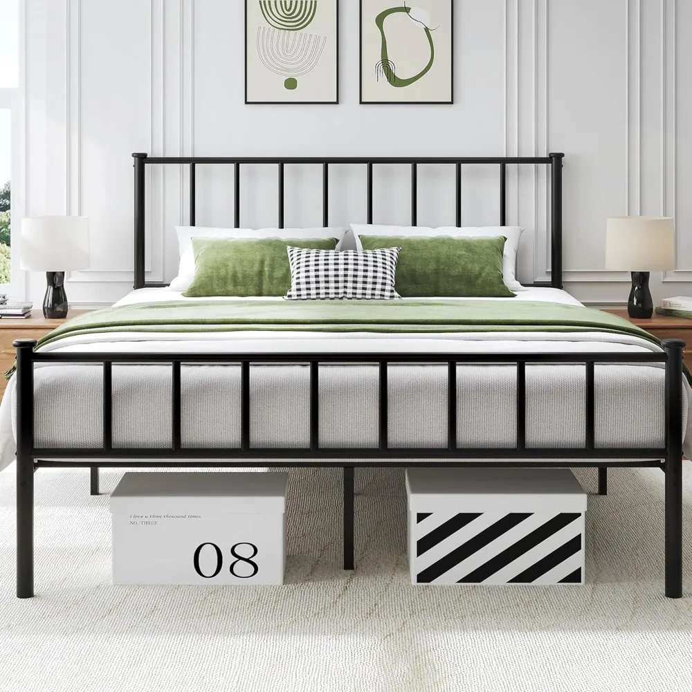 

Bed Frame with Headboard and Footboard, Metal Platform Bed Frame, All Metal Slats Support, Under Bed Storage, No Box Spring