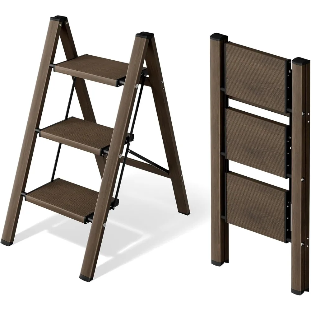 

3 Step Ladder,Aluminum Folding Step Stool for Adults,Step Ladder with Wide Anti-Slip Pedal,330 lbs Capacity for Home,Office,Kitc