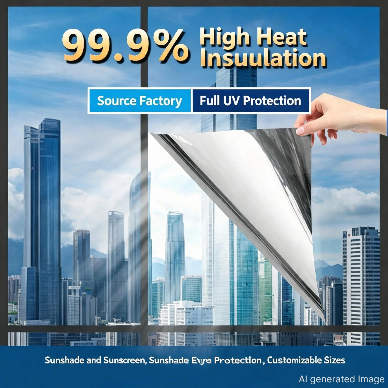 Pellicola per finestre effetto specchio unidirezionale, protezione UV, controllo del calore, adesione statica, rimovibile, per vetri di porte e finestre di casa, soggiorno, 2028