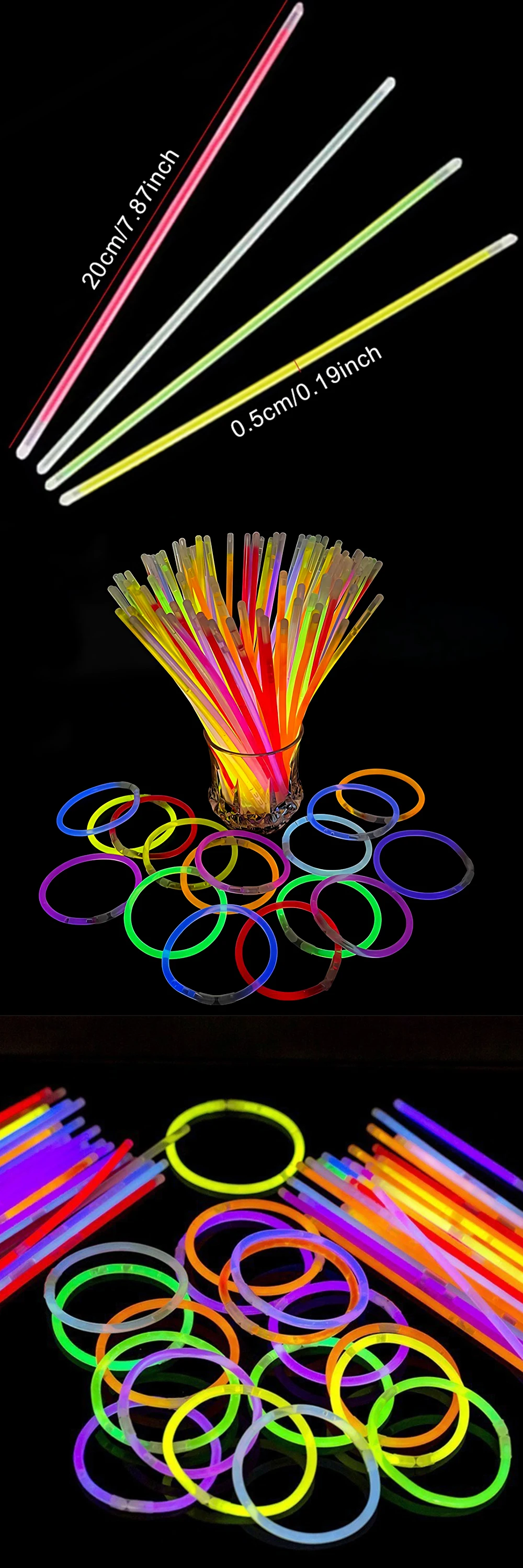 25-100 Teile/paket Party Fluoreszenz Glow Sticks DIY Armband Halskette Glowing in The Dark Stick Geburtstag Festival Party Versorgung ZYF – Detail 1