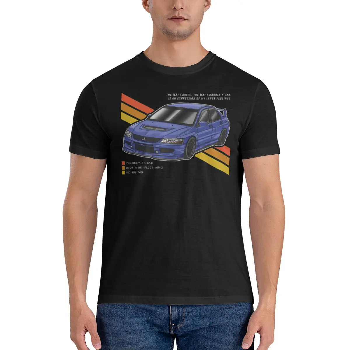 Lancer Evolution T-Shirt for Men GTR Car Novelty Pure Cotton Tees Round Neck Short Sleeve T Shirts Graphic Clothes