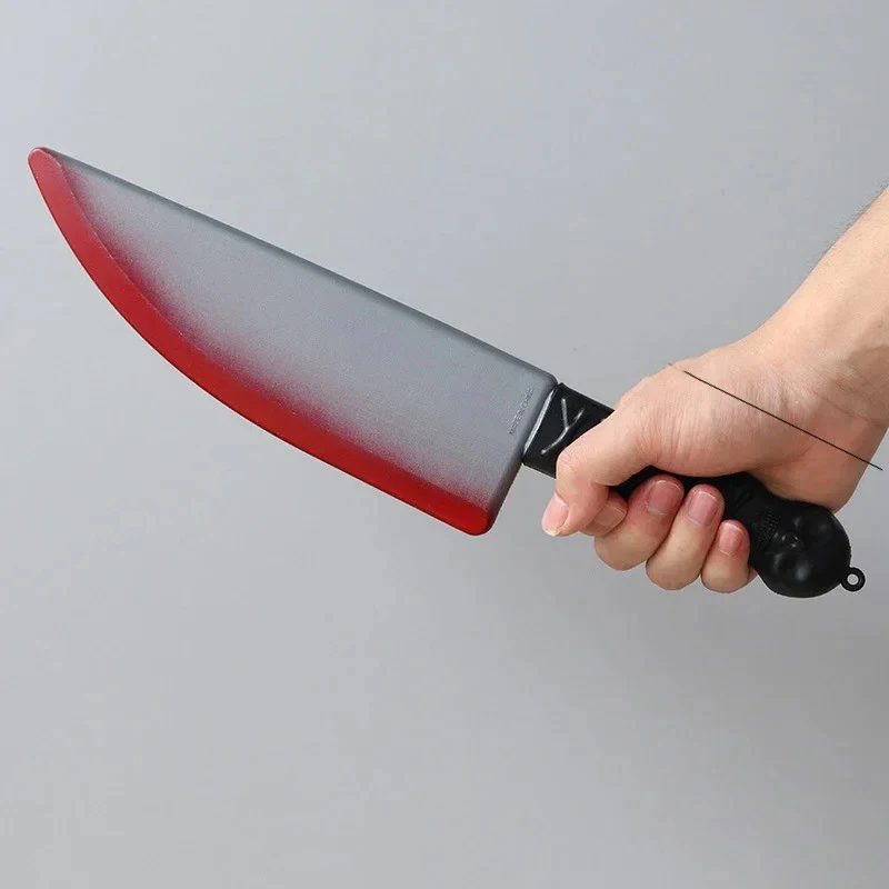 Halloween Bloody Knife DIY Party Decoration Sharp Plastic Toy Simulation Kitchen Knife Tricky Props Curved Knife Halloween Props