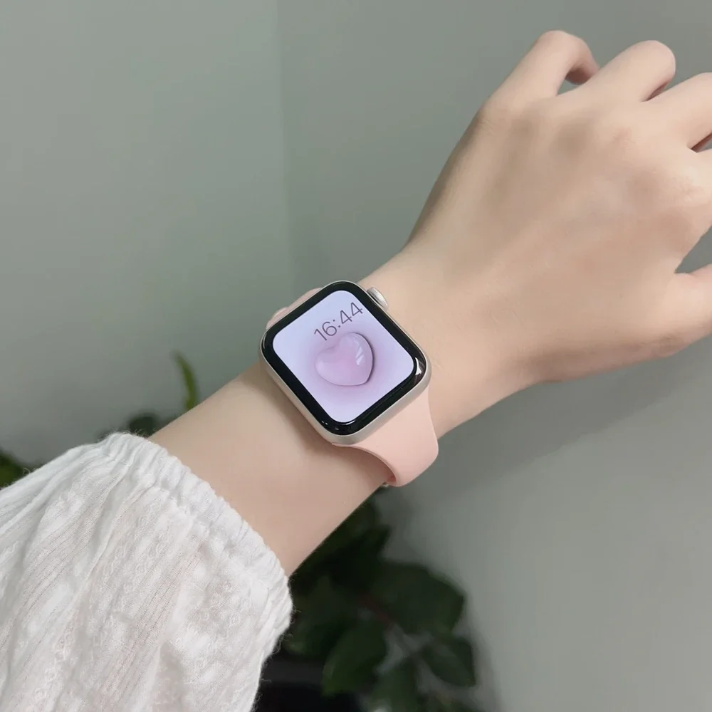 Bonita correa de silicona para mujer serie Ultra 10/9/8/7 6 38mm 40mm 41mm 42mm 44mm 45mm 46mm para Apple Watch 49mm