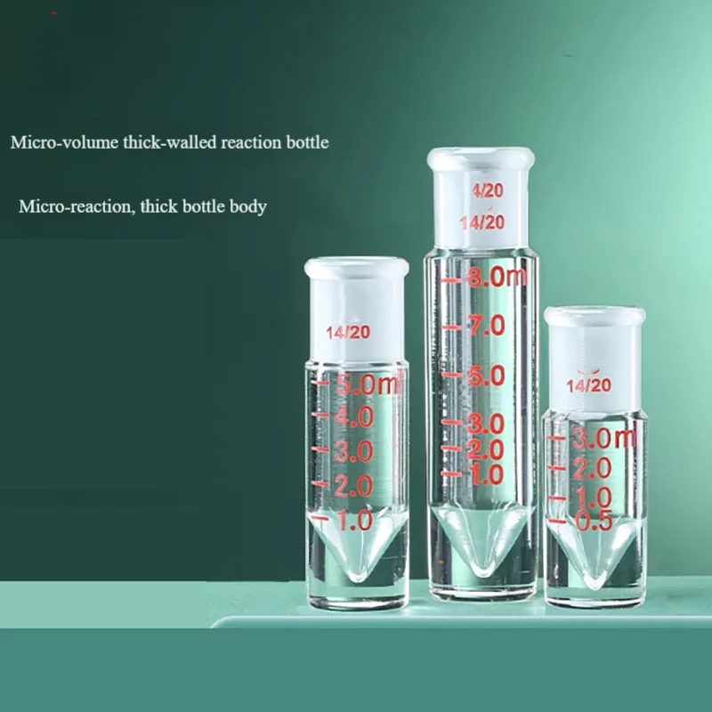

Micro thick wall reaction bottle threaded mouth vial V13/14 conical bottom micro rotary evaporation bottle