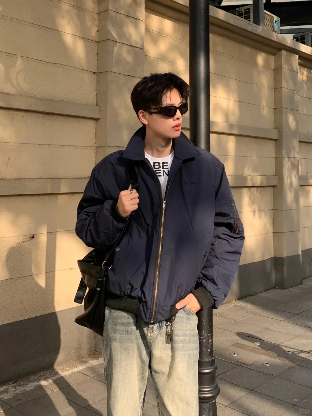 

Warm Cotton Pilot Jaet Bomber Blue ort Men's Jaet Retro Cool American Vibe Spring Outerwear Thiened Cotton Warmth