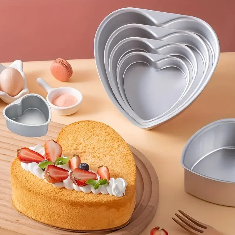 

1PCS Heart Shape Cake Pan,Removable Bottom Baking Mold for Cheesecake, Valentine's Day,Birthday,Wedding,Non-Stick Aluminum Alloy