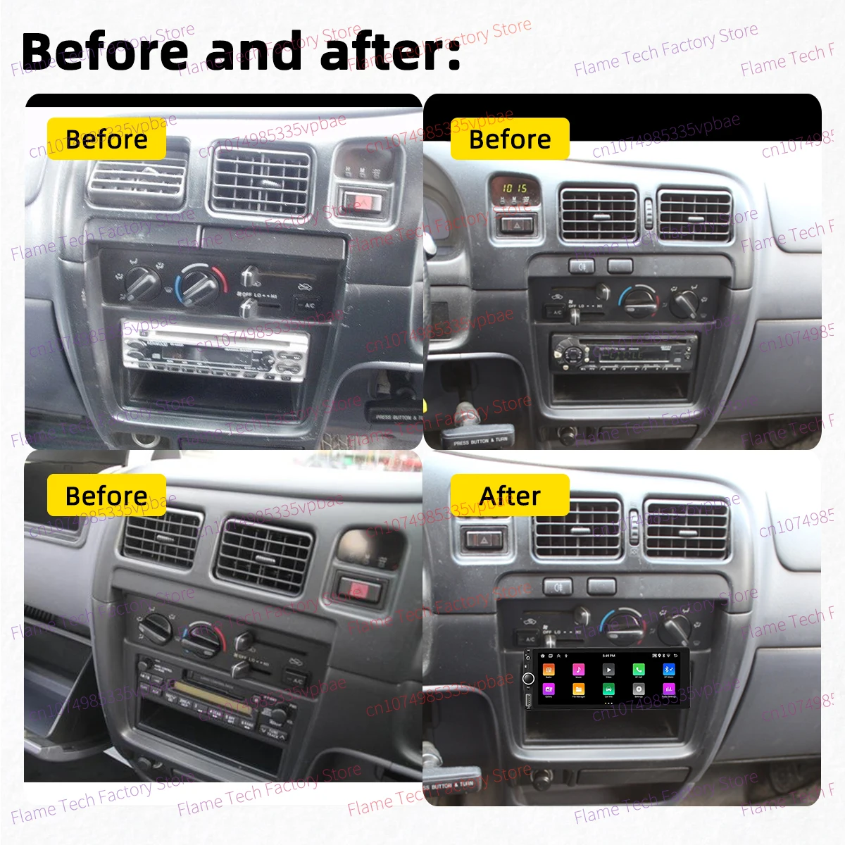 Carplay Android Auto Android Car الوسائط المتعددة 1 Din راديو لتويوتا هايلكس 1998-2004 6.86 "شاشة ستيريو رئيس وحدة Autoradio #2