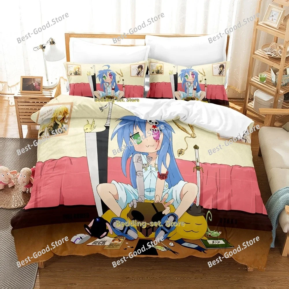 2024 Lucky Star Konata Bedding Set Single Twin Full Queen King Size Bed Set Adult Bedroom Duvetcover Sets Anime Bed Sheet Set