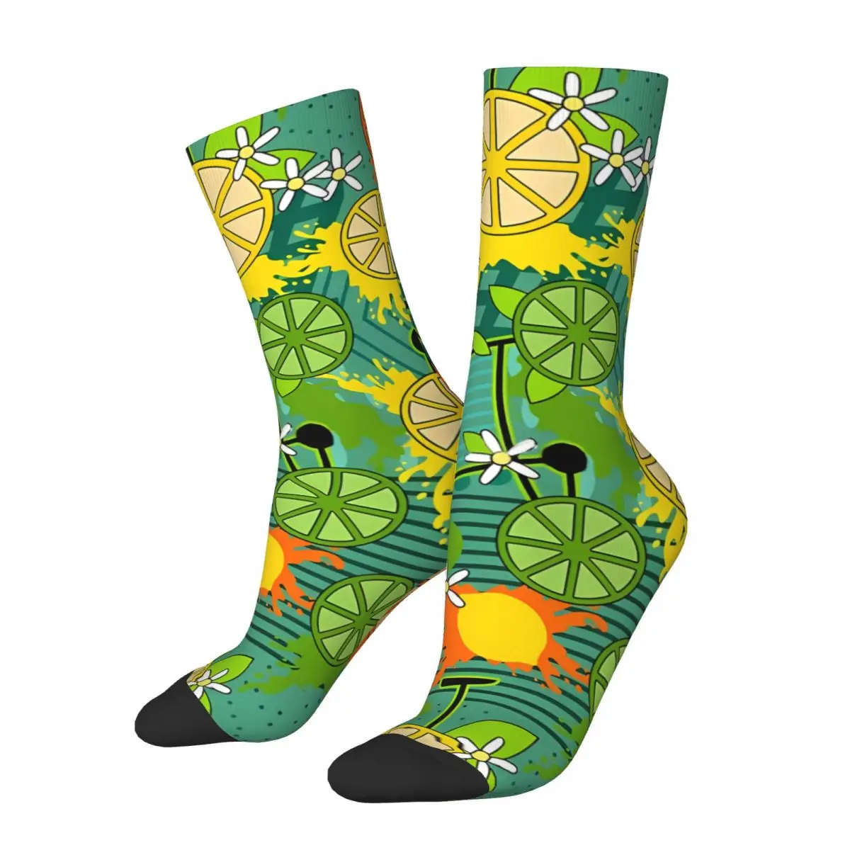 Citrus Pop Bikes Art Crazy Men's Socks Mountains Trails Downhill MTB Unisex Printed Funny Novelty Crew Sock Boys Gift