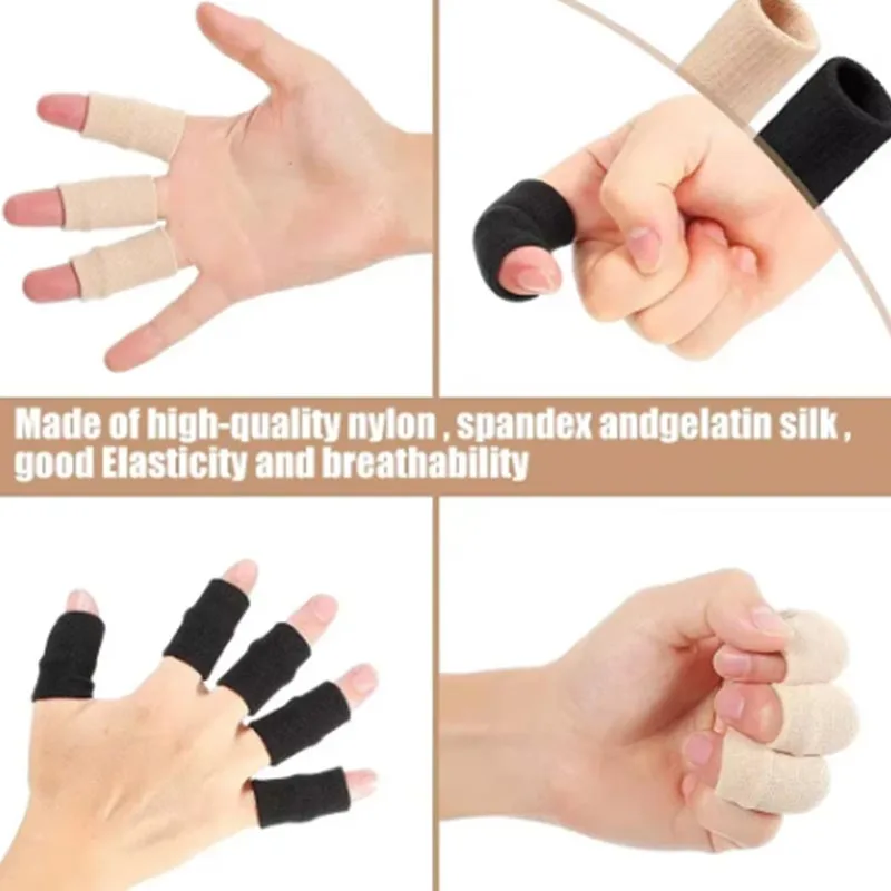 10PCS Finger Protection Arthritis Support Thumb Brace Protector Finger Guard Fitness Sport Basketball Gym Elastic Finger Sleeves