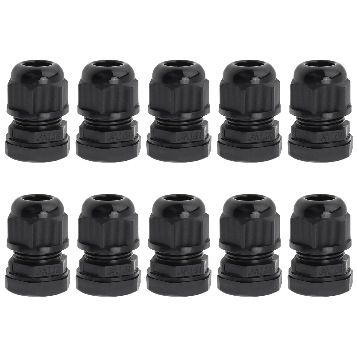 10pcs 1/2 Inch NPT Cable Gland IP68 Nylon Strain Relief Waterproof Flame Retardant Connection Fixing  Head