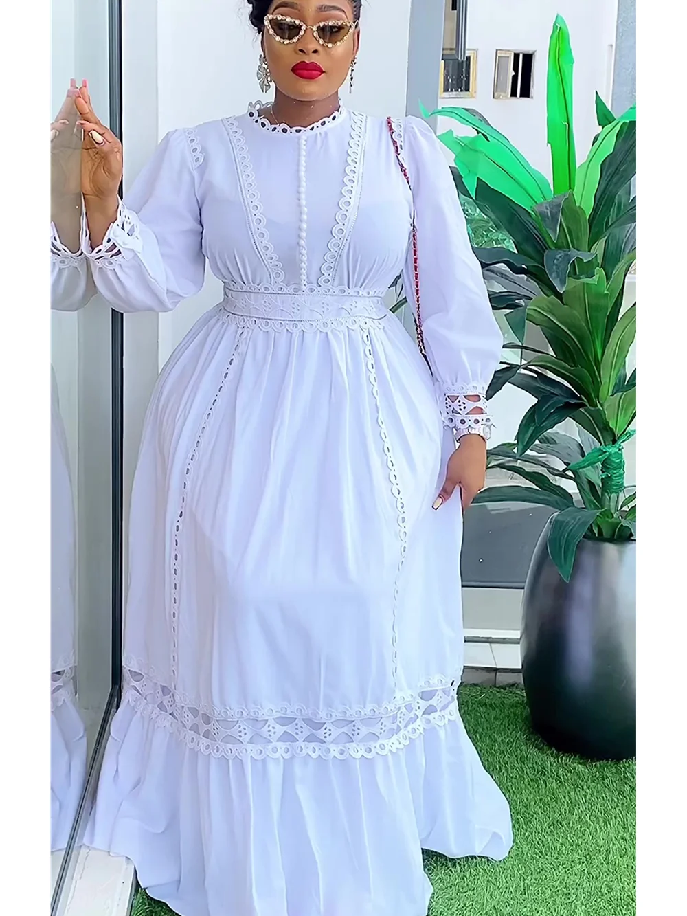 Vestidos de fiesta africanos de talla grande para mujer, vestidos de boda de encaje Dashiki Ankara a la moda, vestido Maxi musulmán turco elegante