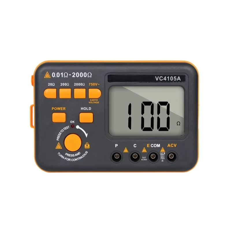 VC4105A 2000ohm 500V Digital Only Earth Resistance Tester Ground Meter with External Power Adapter