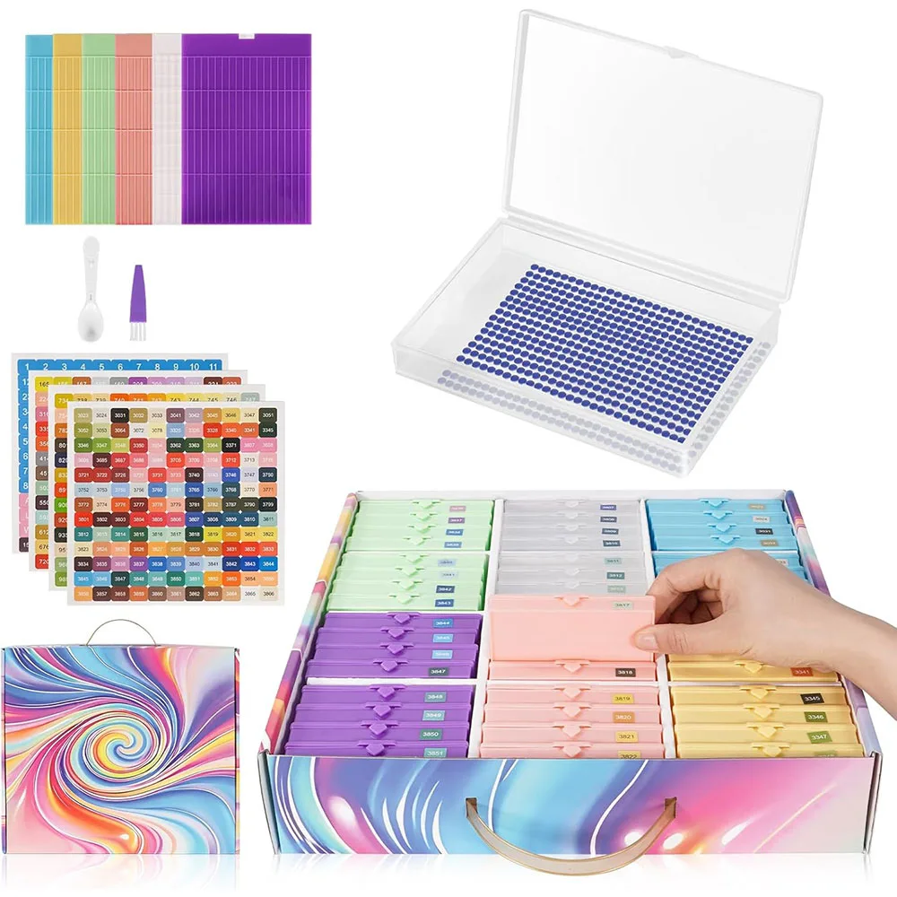 

48Pcs Diamond Painting Accessories Diamond Art Storage Container Trays with Lids Stackable Craft and Bead Storage Organizer & Li