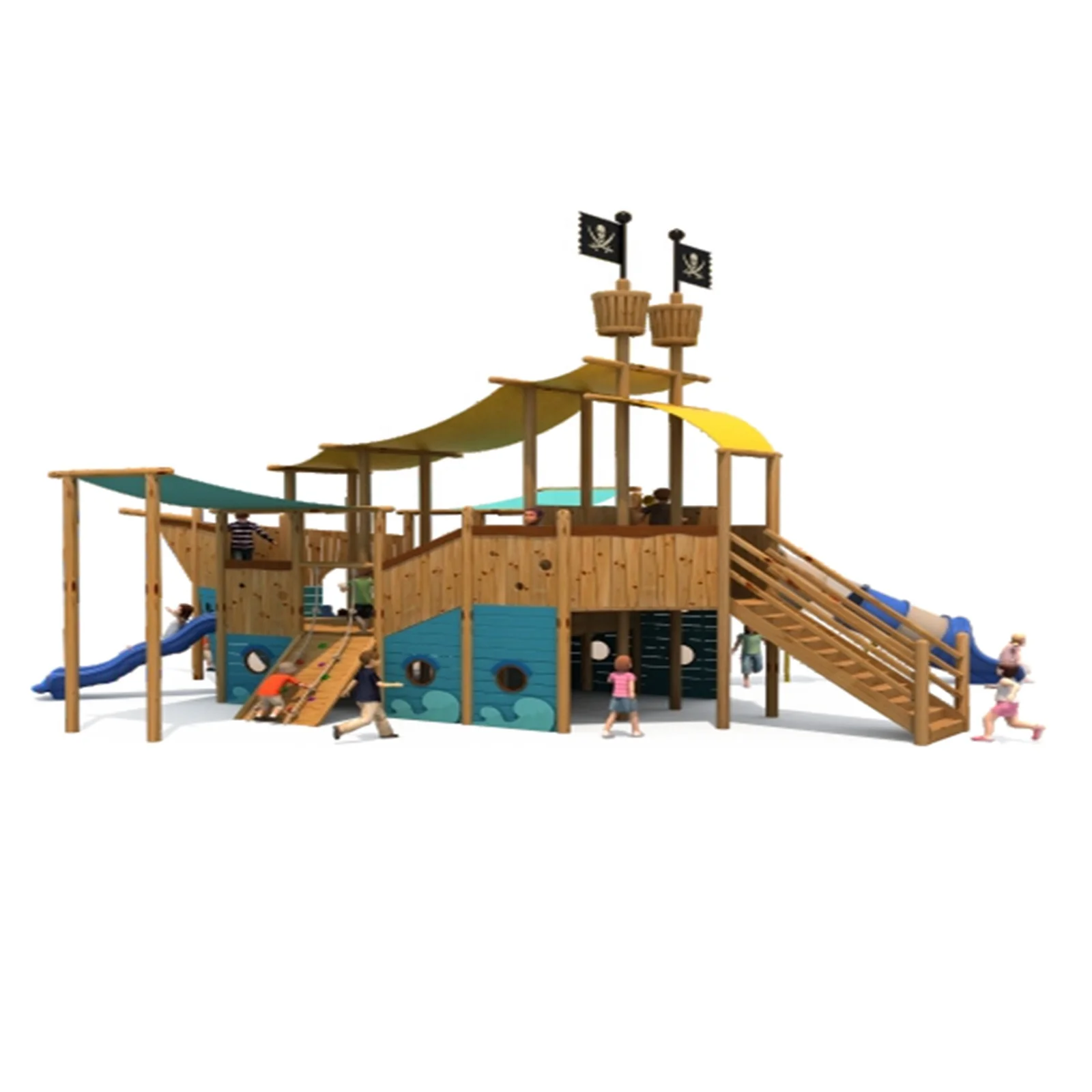 High-quality Outdoor Playground Pirate Boat Slide Combination Children's Outdoor Equipment Amusement Park Boat