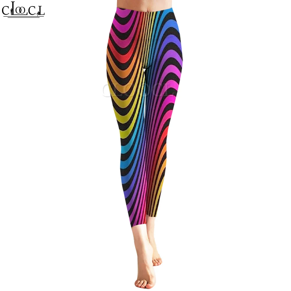 CLOOCL Women Leggings Tight Trousers Pantalones De Mujer Fashion Sweatpants Abstract Graffiti Curve Pattern Print Slim Pants