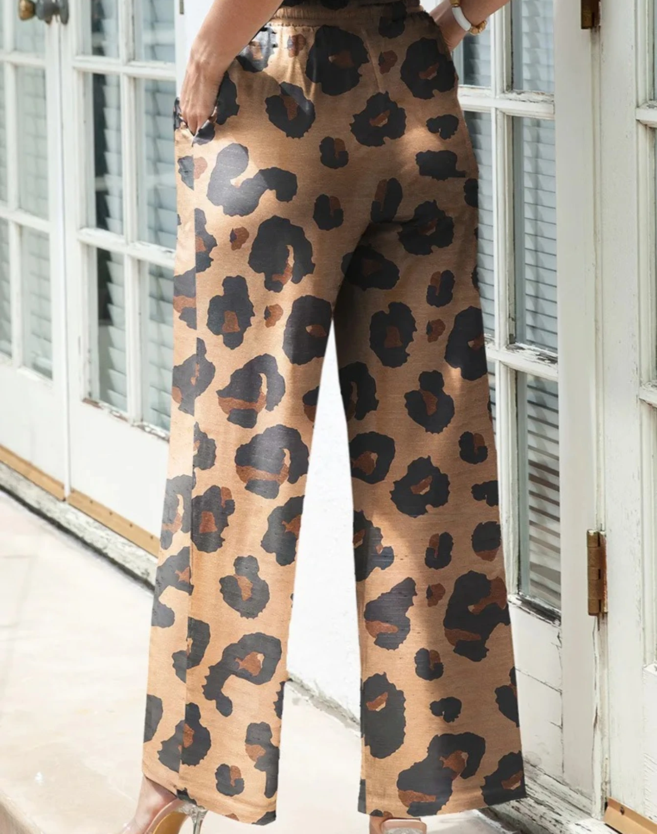 ليوبارد طباعة السراويل واسعة الساق عارضة الرباط السراويل فضفاضة لفصل الربيع #2