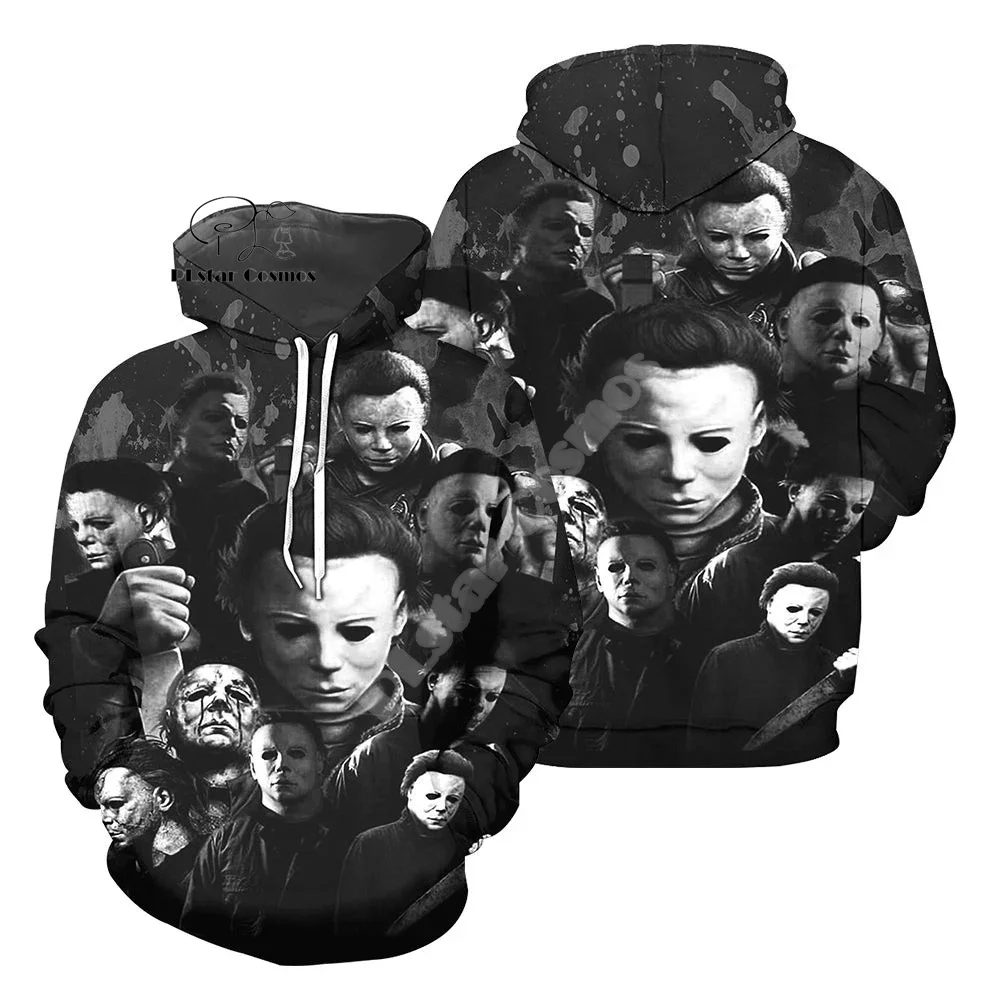 Cosplay Halloween Horror Terror Movie Michael Myers Vintage Retro Graffiti 3DPrint Pullover Streetwear Casual Jacket Hoodies N3