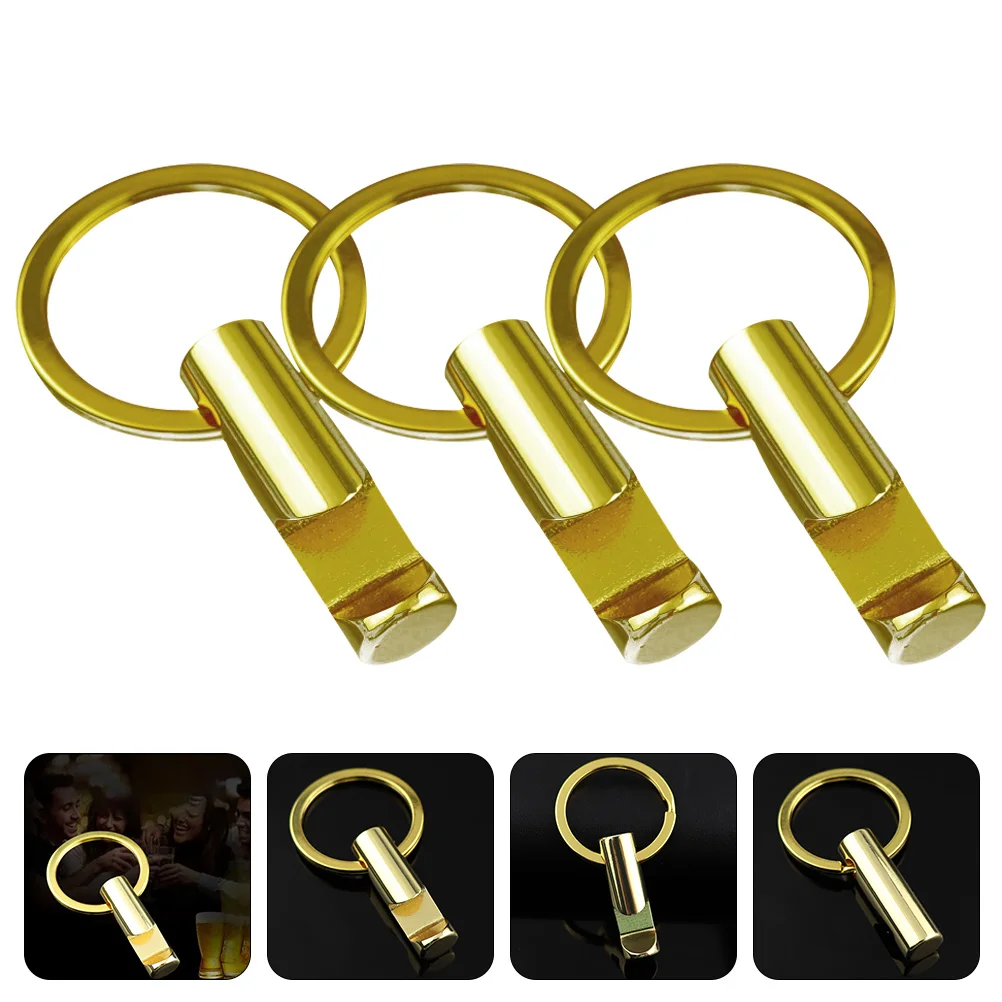 

3pcs Zinc Alloy Keychain Portable Beer Hanging Key Rings Gift Bottle Outdoor Keychain Delicate Gold Bar Opener Wear Resistant