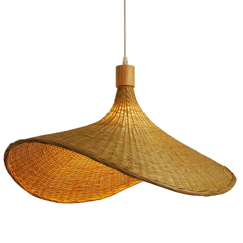 Handmake Weave Bamboo LED Pendant Light Ceiling Vintage Hanging Lamp Rattan Dining Room Restaurant Indoor Lighting Chandeliers