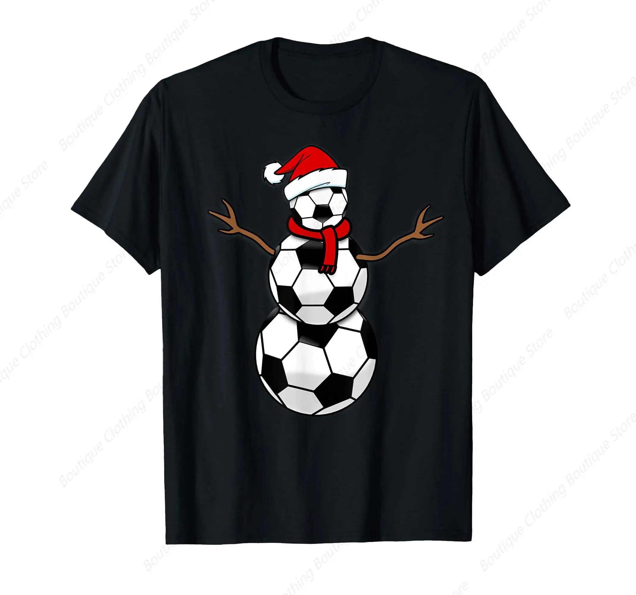 Funny Christmas Soccer Balls Santa Snowman T-Shirt T-Shirt