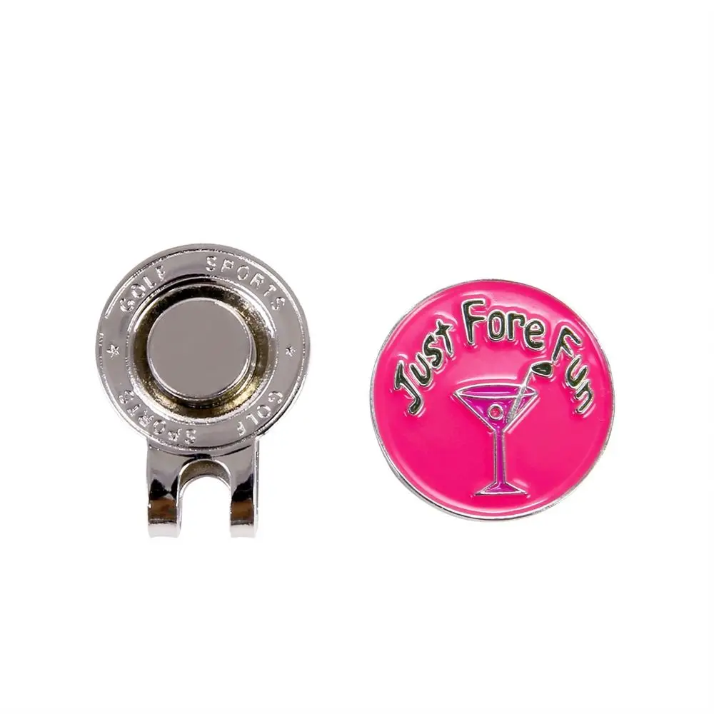 Metal Electroplated Gold Hat Clip Golf Equipment Pink Pattern Golf Cap Clip Golf Hat Clip Golf Ball Marker Ball Coin Mark