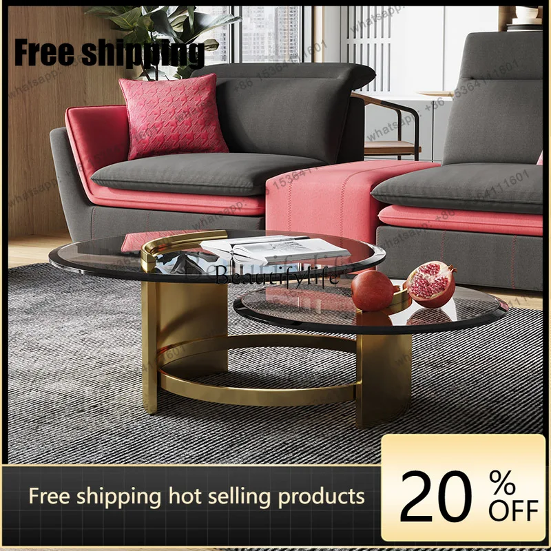 Factory Direct Italian Light Luxury Rock Slab Coffee Table Modern Minimalist Living Room Round Tea Table