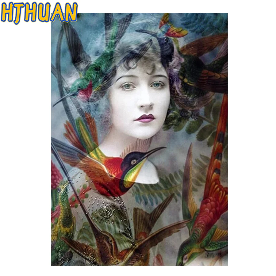 

Abstract art Bird Woman Diy Diamond Painting Diamond Embroidery 5D Mosaic Cross Stitch Kits full round drill Home Decorations