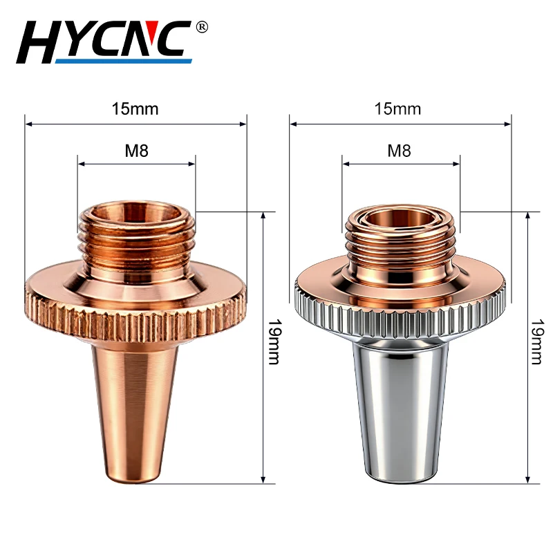 High speed laser cutting nozzle D15 H19 aperture 0.8-4.0mm thread M8 high speed high power chrome coated laser head accessories