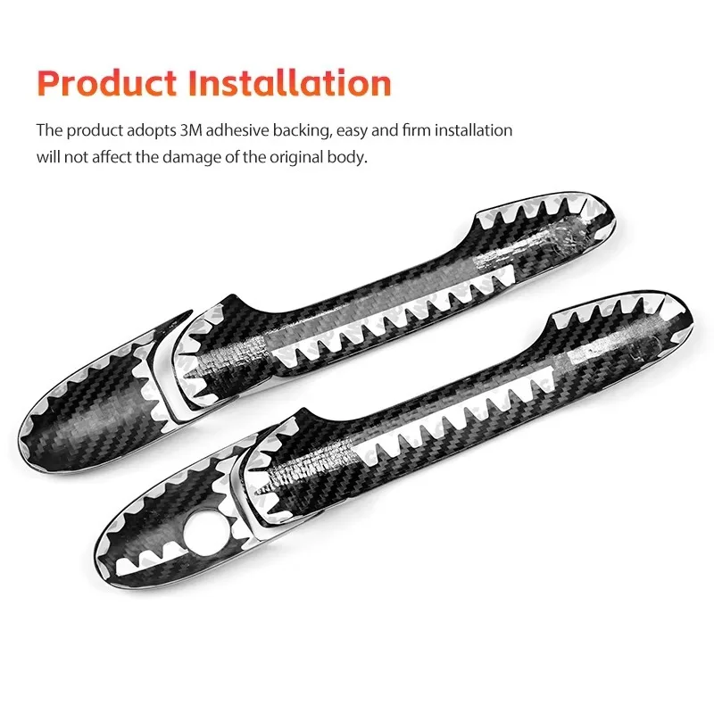 Shasha – kit de carrosserie en Fiber de carbone, accessoires réels, garniture de poignée de porte de voiture universelle externe pour Fiat 500 Abarth