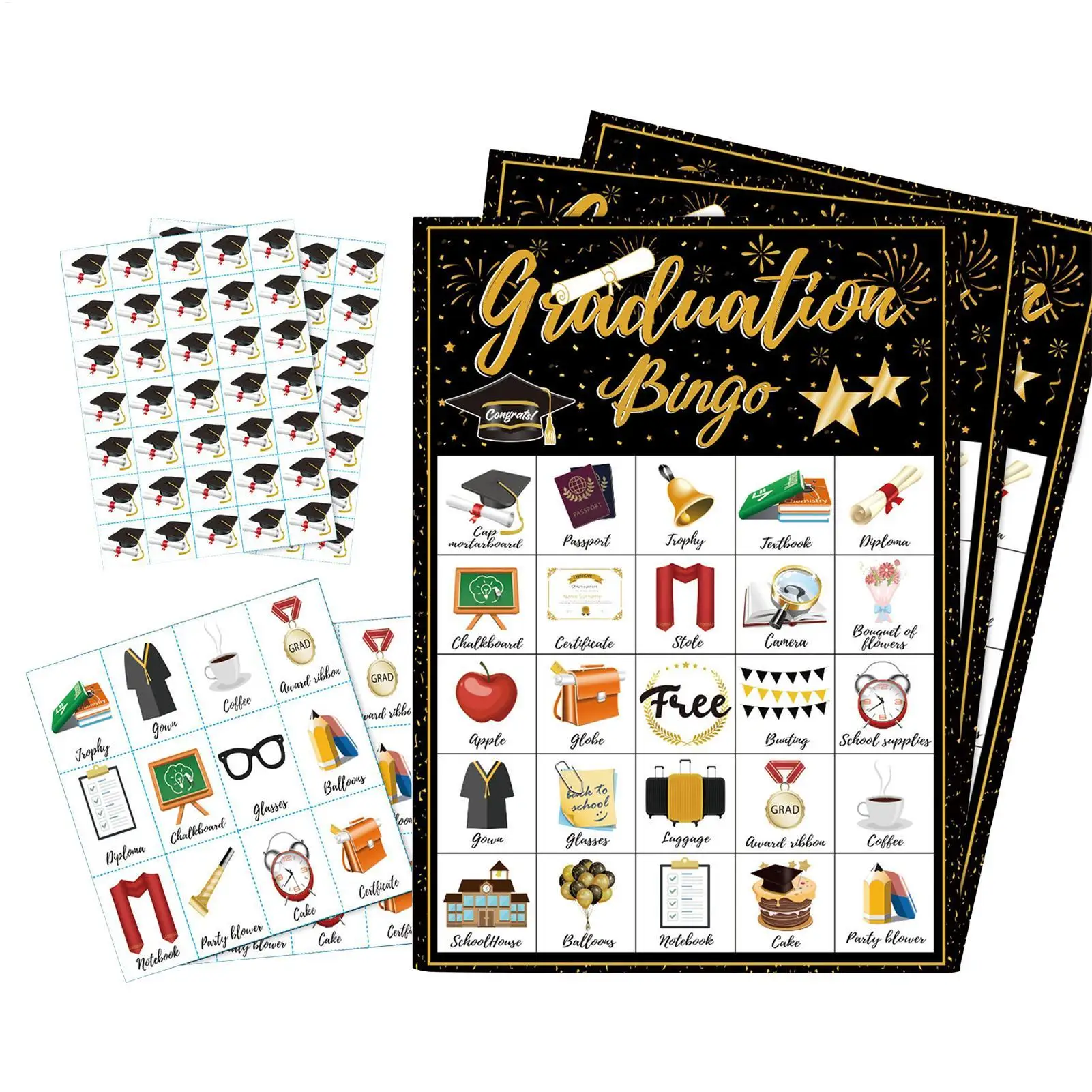 

24 Graduation Bingo Cards College Party Game for Grad, Printable Bingo for Family Friends, University Graduation Supplies Favors